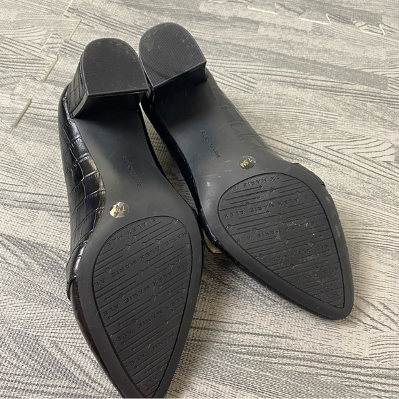 Alex Marie Croc Leather Buckle Loafer Style Heels - Picture 6 of 16